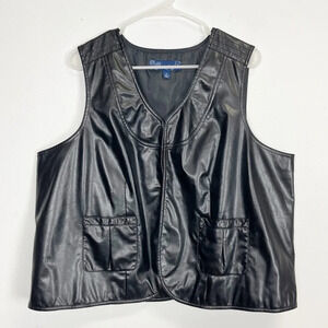 Susan Graver Style Faux Leather Vest Womens Size 1X Black